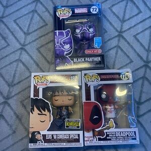 Funko Pop! Exclusive bundle Black Panther, Elvis, and Deadpool Figures exclusive